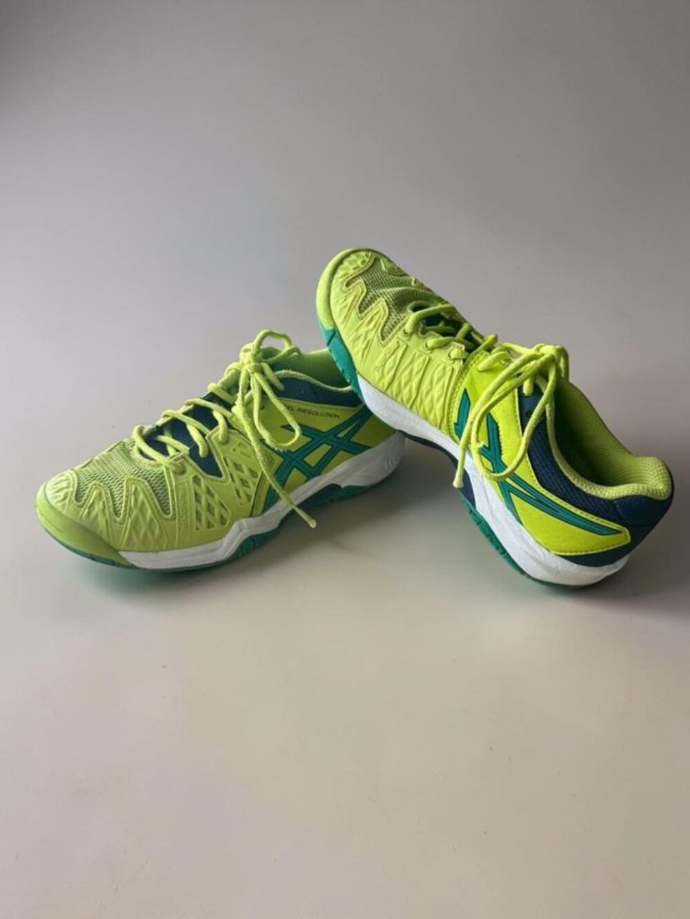 ASICS Gel Resolution Tennis Shoes Kids US 2.5Y Neon Yellow Court Sneakers